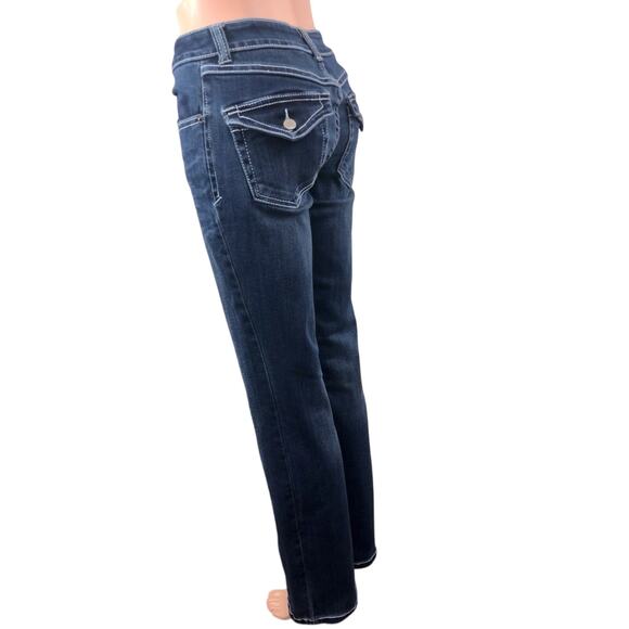 INC International Concepts Curvy Classic Bootcut Jeans White Top Stitch Mid Rise - Picture 3 of 16